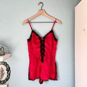 victoria’s secret vintage lace one piece teddy lingerie red black sexy vtg